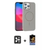MARSİLYAN™- iPhone 15 Pro Max Kılıf Siluet Doku Özel Seri - Siyah Buffer Hayalet Cam Ekran Koruyucu + PVD Metal Kamera Lens - SH
