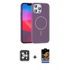 MARSİLYAN™- iPhone 15 Pro Max Kılıf Siluet Doku Özel Seri - Siyah Buffer Hayalet Cam Ekran Koruyucu + PVD Metal Kamera Lens - GI