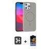 MARSİLYAN™- iPhone 15 Pro Max Kılıf Siluet Doku Özel Seri - Siyah Buffer Hayalet Cam Ekran Koruyucu + PVD Metal Kamera Lens - GI