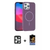 MARSİLYAN™- iPhone 15 Pro Max Kılıf Siluet Doku Özel Seri - Siyah Buffer Hayalet Cam Ekran Koruyucu + PVD Metal Kamera Lens - LT