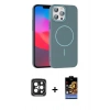 MARSİLYAN™- iPhone 15 Pro Max Kılıf Siluet Doku Özel Seri - Siyah Buffer Hayalet Cam Ekran Koruyucu + PVD Metal Kamera Lens - SH