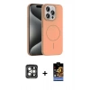 MARSİLYAN™- iPhone 15 Pro Max Kılıf Siluet Doku Özel Seri - Siyah Buffer Hayalet Cam Ekran Koruyucu + PVD Metal Kamera Lens - GI