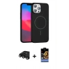 MARSİLYAN™- iPhone 15 Pro Max Kılıf Siluet Doku Özel Seri - Siyah Buffer Hayalet Cam Ekran Koruyucu + Raze Metal Kamera Lens - SH
