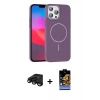 MARSİLYAN™- iPhone 15 Pro Max Kılıf Siluet Doku Özel Seri - Siyah Buffer Hayalet Cam Ekran Koruyucu + Raze Metal Kamera Lens - SH