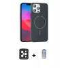 MARSİLYAN™- iPhone 15 Pro Max Kılıf Siluet Doku Özel Seri - Siyah Joko Magic 5D Cam + Siyah PVD Metal Kamera Lens