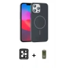 MARSİLYAN™- iPhone 15 Pro Max Kılıf Siluet Doku Özel Seri - Siyah Joko Magic 5D Hayalet Cam + Siyah PVD Metal Kamera Lens
