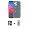 MARSİLYAN™- iPhone 15 Pro Max Kılıf Siluet Doku Özel Seri - Siyah Polymer Nano Ekran Koruyucu + PVD Metal Kamera Lens - GS
