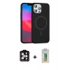 MARSİLYAN™- iPhone 15 Pro Max Kılıf Siluet Doku Özel Seri - Siyah Polymer Nano Ekran Koruyucu + PVD Metal Kamera Lens - TU