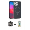 MARSİLYAN™- iPhone 15 Pro Max Kılıf Siluet Doku Özel Seri - Siyah Polymer Nano Ekran Koruyucu + PVD Metal Kamera Lens - TU