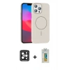MARSİLYAN™- iPhone 15 Pro Max Kılıf Siluet Doku Özel Seri - Siyah Polymer Nano Ekran Koruyucu + PVD Metal Kamera Lens - SH