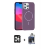 MARSİLYAN™- iPhone 15 Pro Max Kılıf Siluet Doku Özel Seri - Siyah Vanessa Magic Cam + Gri PVD Metal Kamera Lens