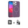 MARSİLYAN™- iPhone 15 Pro Max Kılıf Siluet Doku Özel Seri - Siyah Vanessa Magic Hayalet Cam + Gri PVD Metal Kamera Lens