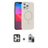 MARSİLYAN™- iPhone 15 Pro Max Kılıf Siluet Doku Özel Seri - Siyah Vanessa Magic Hayalet Cam + Gümüş PVD Metal Kamera Lens