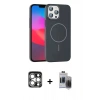 MARSİLYAN™- iPhone 15 Pro Max Kılıf Siluet Doku Özel Seri - Siyah Vanessa Magic Hayalet Cam + Gümüş PVD Metal Kamera Lens