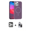 MARSİLYAN™- iPhone 15 Pro Max Kılıf Siluet Doku Özel Seri - Siyah Vanessa Magic Hayalet Cam + Gümüş PVD Metal Kamera Lens