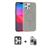 MARSİLYAN™- iPhone 15 Pro Max Kılıf Siluet Doku Özel Seri - Siyah Vanessa Magic Hayalet Cam + Gümüş PVD Metal Kamera Lens