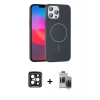 MARSİLYAN™- iPhone 15 Pro Max Kılıf Siluet Doku Özel Seri - Siyah Vanessa Magic Hayalet Cam + Siyah PVD Metal Kamera Lens