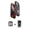 MARSİLYAN™- iPhone 15 Pro Max Kılıf Siluet Doku - Şeffaf 360 Full Body Arka Koruyucu + PVD Metal Kamera Lens - GS