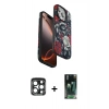 MARSİLYAN™- iPhone 15 Pro Max Kılıf Siluet Doku - Şeffaf 360 Full Body Arka Koruyucu + PVD Metal Kamera Lens - LT