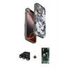 MARSİLYAN™- iPhone 15 Pro Max Kılıf Siluet Doku - Şeffaf 360 Full Body Arka Koruyucu + Raze Metal Kamera Lens - SH