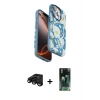 MARSİLYAN™- iPhone 15 Pro Max Kılıf Siluet Doku - Şeffaf 360 Full Body Arka Koruyucu + Raze Metal Kamera Lens - SH