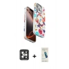MARSİLYAN™- iPhone 15 Pro Max Kılıf Siluet Doku - Şeffaf Pasifik Cam Ekran Koruyucu + PVD Metal Kamera Lens - GI