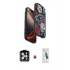 MARSİLYAN™- iPhone 15 Pro Max Kılıf Siluet Doku - Şeffaf Pasifik Cam Ekran Koruyucu + PVD Metal Kamera Lens - TU