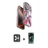 MARSİLYAN™- iPhone 15 Pro Max Kılıf Siluet Doku - Siyah 360 Mat Full Body Arka Koruyucu + PVD Metal Kamera Lens - SH