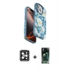 MARSİLYAN™- iPhone 15 Pro Max Kılıf Siluet Doku - Siyah 360 Mat Full Body Arka Koruyucu + PVD Metal Kamera Lens - SH