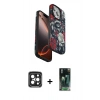 MARSİLYAN™- iPhone 15 Pro Max Kılıf Siluet Doku - Siyah 360 Mat Full Body Arka Koruyucu + PVD Metal Kamera Lens - SH