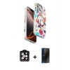 MARSİLYAN™- iPhone 15 Pro Max Kılıf Siluet Doku - Siyah 3D Antistatik Hayalet Cam Ekran Koruyucu + PVD Metal Kamera Lens - TU