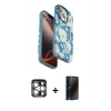 MARSİLYAN™- iPhone 15 Pro Max Kılıf Siluet Doku - Siyah 3D Antistatik Hayalet Cam Ekran Koruyucu + PVD Metal Kamera Lens - GS