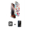 MARSİLYAN™- iPhone 15 Pro Max Kılıf Siluet Doku - Siyah 3D Antistatik Hayalet Cam Ekran Koruyucu + PVD Metal Kamera Lens - GI