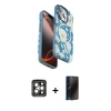 MARSİLYAN™- iPhone 15 Pro Max Kılıf Siluet Doku - Siyah 3D Antistatik Hayalet Cam Ekran Koruyucu + PVD Metal Kamera Lens - GI