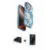 MARSİLYAN™- iPhone 15 Pro Max Kılıf Siluet Doku - Siyah 3D Antistatik Hayalet Cam Ekran Koruyucu + Raze Metal Kamera Lens - SH