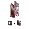 MARSİLYAN™- iPhone 15 Pro Max Kılıf Siluet Doku - Siyah 3D Antistatik Mat Seramik Nano Ekran Koruyucu + PVD Metal Kamera Lens - GI
