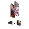 MARSİLYAN™- iPhone 15 Pro Max Kılıf Siluet Doku - Siyah 3D Antistatik Mat Seramik Nano Ekran Koruyucu + Raze Metal Kamera Lens - GS