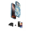 MARSİLYAN™- iPhone 15 Pro Max Kılıf Siluet Doku - Siyah 3D Antistatik Mat Seramik Nano Ekran Koruyucu + Raze Metal Kamera Lens - GS