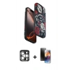 MARSİLYAN™- iPhone 15 Pro Max Kılıf Siluet Doku - Siyah 3D Antistatik Mat Seramik Nano Ekran Koruyucu + PVD Metal Kamera Lens - GS