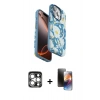 MARSİLYAN™- iPhone 15 Pro Max Kılıf Siluet Doku - Siyah 3D Antistatik Mat Seramik Nano Ekran Koruyucu + PVD Metal Kamera Lens - GS