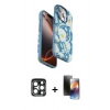 MARSİLYAN™- iPhone 15 Pro Max Kılıf Siluet Doku - Siyah 3D Antistatik Mat Seramik Nano Ekran Koruyucu + PVD Metal Kamera Lens - LT