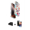 MARSİLYAN™- iPhone 15 Pro Max Kılıf Siluet Doku - Siyah 3D Antistatik Mat Seramik Nano Ekran Koruyucu + Raze Metal Kamera Lens - SH
