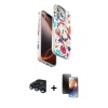 MARSİLYAN™- iPhone 15 Pro Max Kılıf Siluet Doku - Siyah 3D Antistatik Mat Seramik Nano Ekran Koruyucu + Raze Metal Kamera Lens - LT