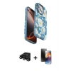 MARSİLYAN™- iPhone 15 Pro Max Kılıf Siluet Doku - Siyah 3D Antistatik Mat Seramik Nano Ekran Koruyucu + Raze Metal Kamera Lens - SH