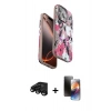 MARSİLYAN™- iPhone 15 Pro Max Kılıf Siluet Doku - Siyah 3D Antistatik Mat Seramik Nano Ekran Koruyucu + Raze Metal Kamera Lens - SH