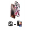 MARSİLYAN™- iPhone 15 Pro Max Kılıf Siluet Doku - Siyah 3D Antistatik Mat Seramik Nano Ekran Koruyucu + PVD Metal Kamera Lens - SH