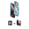 MARSİLYAN™- iPhone 15 Pro Max Kılıf Siluet Doku - Siyah 3D Antistatik Mat Seramik Nano Ekran Koruyucu + PVD Metal Kamera Lens - SH