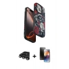 MARSİLYAN™- iPhone 15 Pro Max Kılıf Siluet Doku - Siyah 3D Antistatik Mat Seramik Nano Ekran Koruyucu + Raze Metal Kamera Lens - TMGI