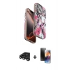MARSİLYAN™- iPhone 15 Pro Max Kılıf Siluet Doku - Siyah 3D Antistatik Mat Seramik Nano Ekran Koruyucu + Raze Metal Kamera Lens - TMGI