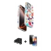 MARSİLYAN™- iPhone 15 Pro Max Kılıf Siluet Doku - Siyah 3D Antistatik Mat Seramik Nano Ekran Koruyucu + Raze Metal Kamera Lens - TMGI